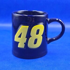 NASCAR Jimmie Johnson 48 Coffee Mug Navy Blue Yellow Raised 3D Number JG 3.75in